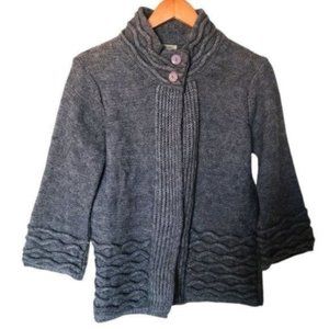 Maryline Made in Italy Gray Cardigan Mohair Wool High Neck Open Front size M Med
